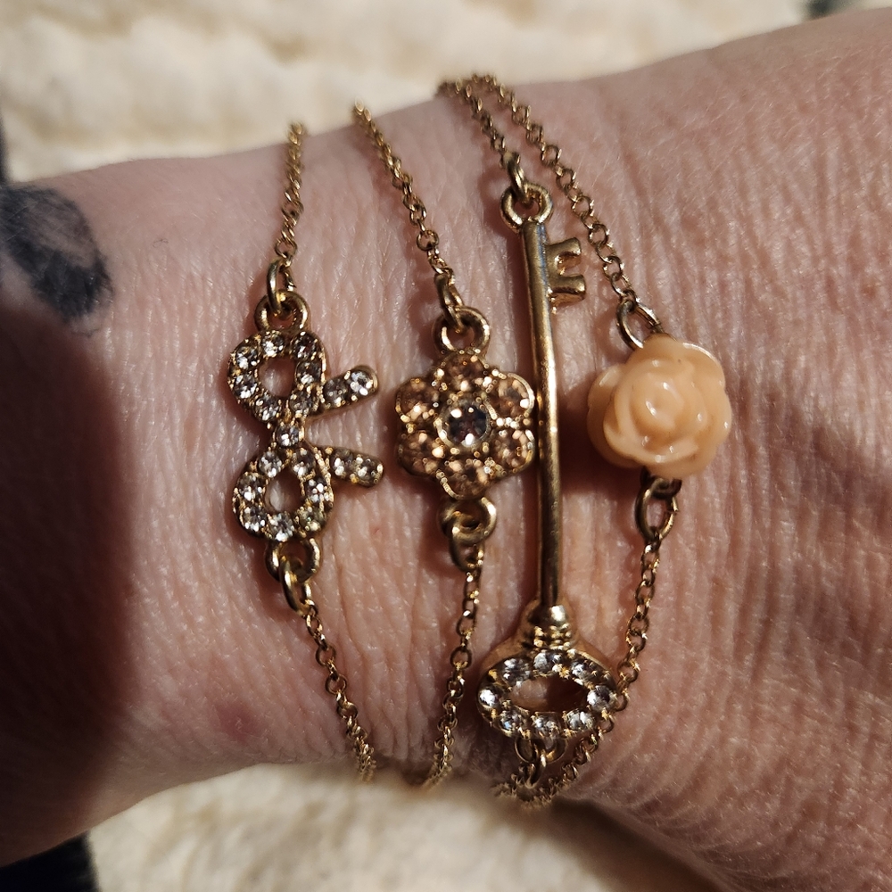 4 strand adjustable mixed metals bracelet